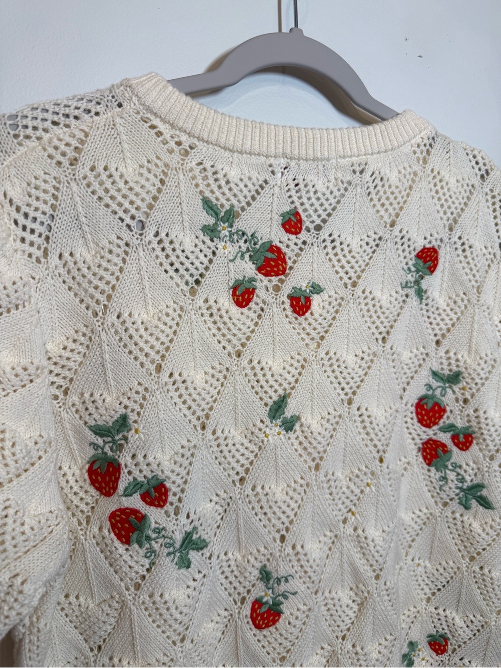 DRIFTWOOD Cream Open-Knit Button Cardigan Strawberry Fields Boho Western Prairie - Picture 10 of 12